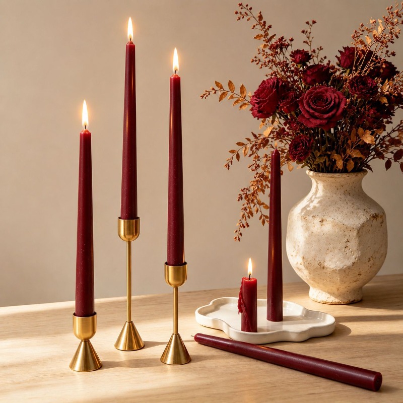 Burgundy Taper Candles, Long S - огляд і ціна Soy Wax
